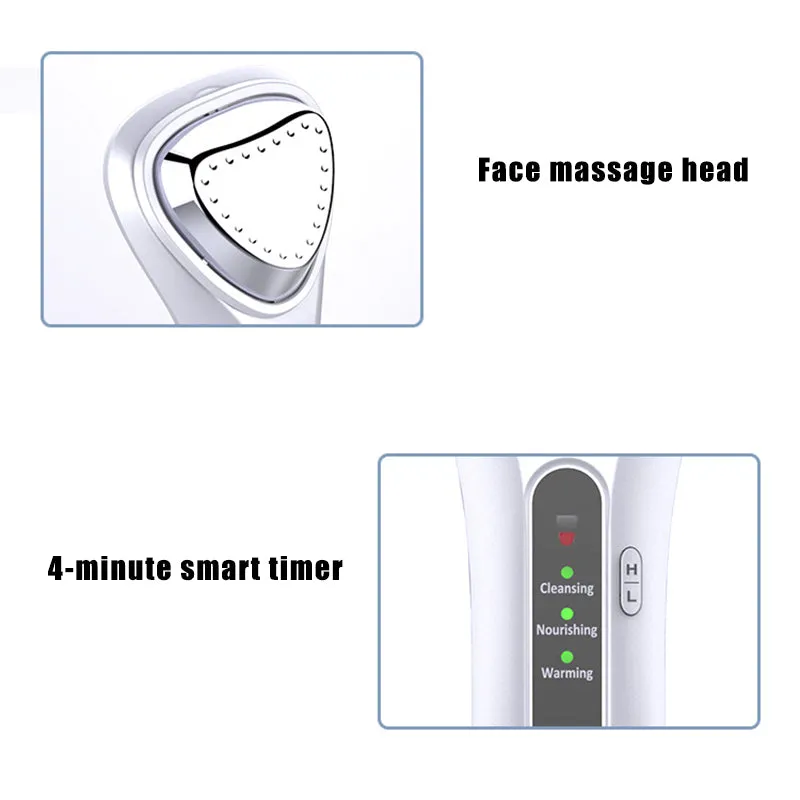 3.7V Facial Cleaner Tool Ultrasonic Vibration Heat Massager Beauty Instrument Skin Care