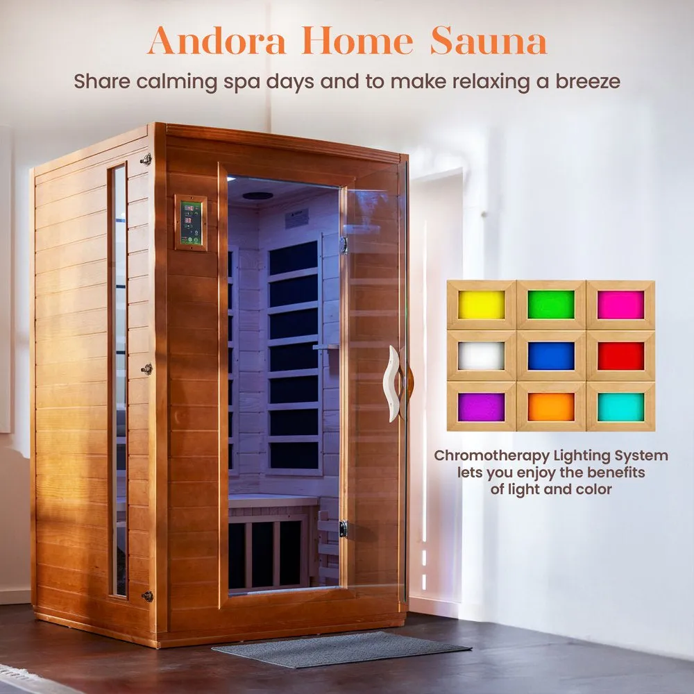 Andora 2 Person 6 Heating Panel Infrared Indoor Wood Dry Sauna