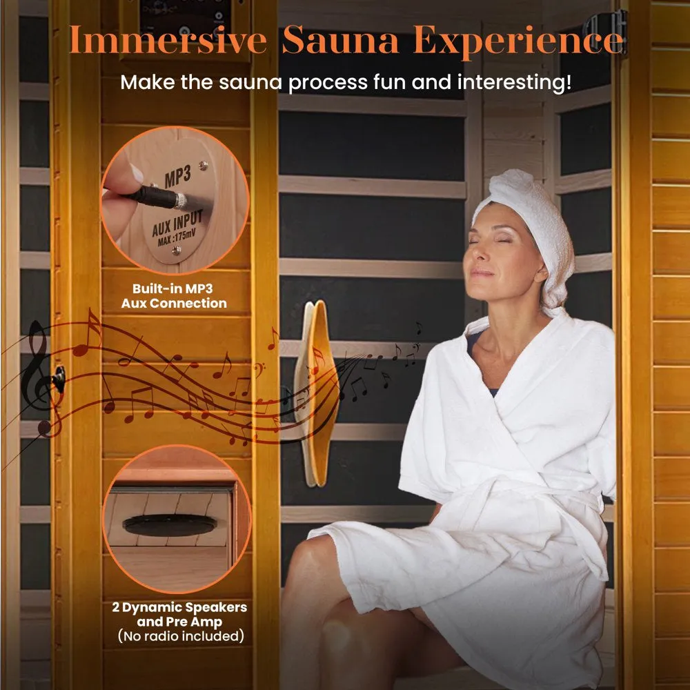 Andora 2 Person 6 Heating Panel Infrared Indoor Wood Dry Sauna