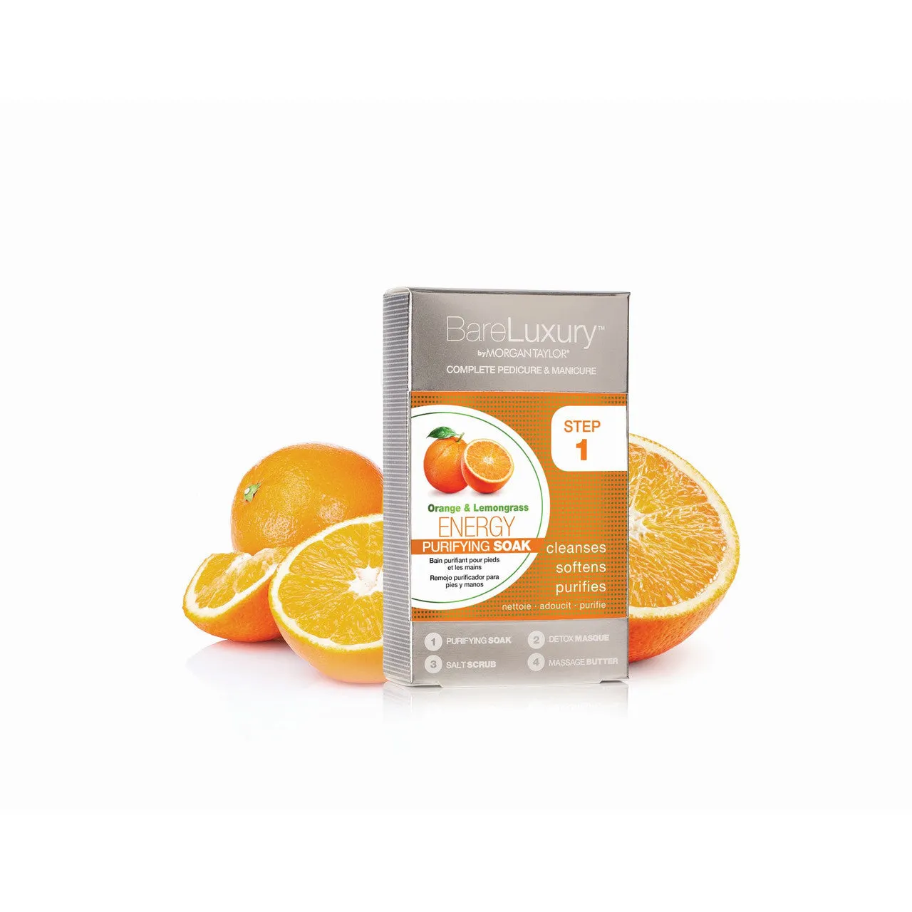 BareLuxury by Morgan Taylor, Complete Mani Pedi Packet, Energy Orange & Lemongrass, 4 pk