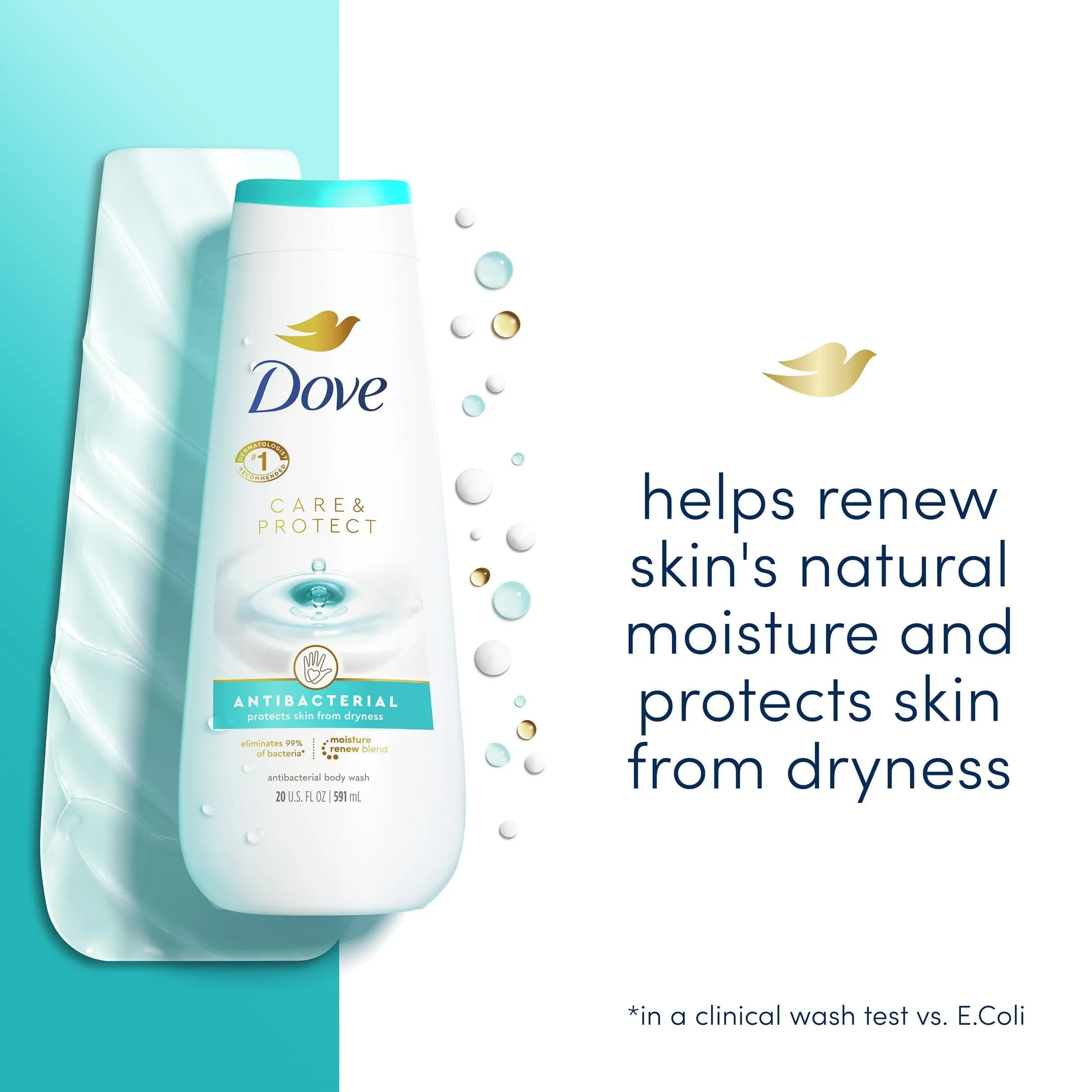 Dove Care and Protect Antibacterial Daily Use Softening Body Wash, 20 fl oz