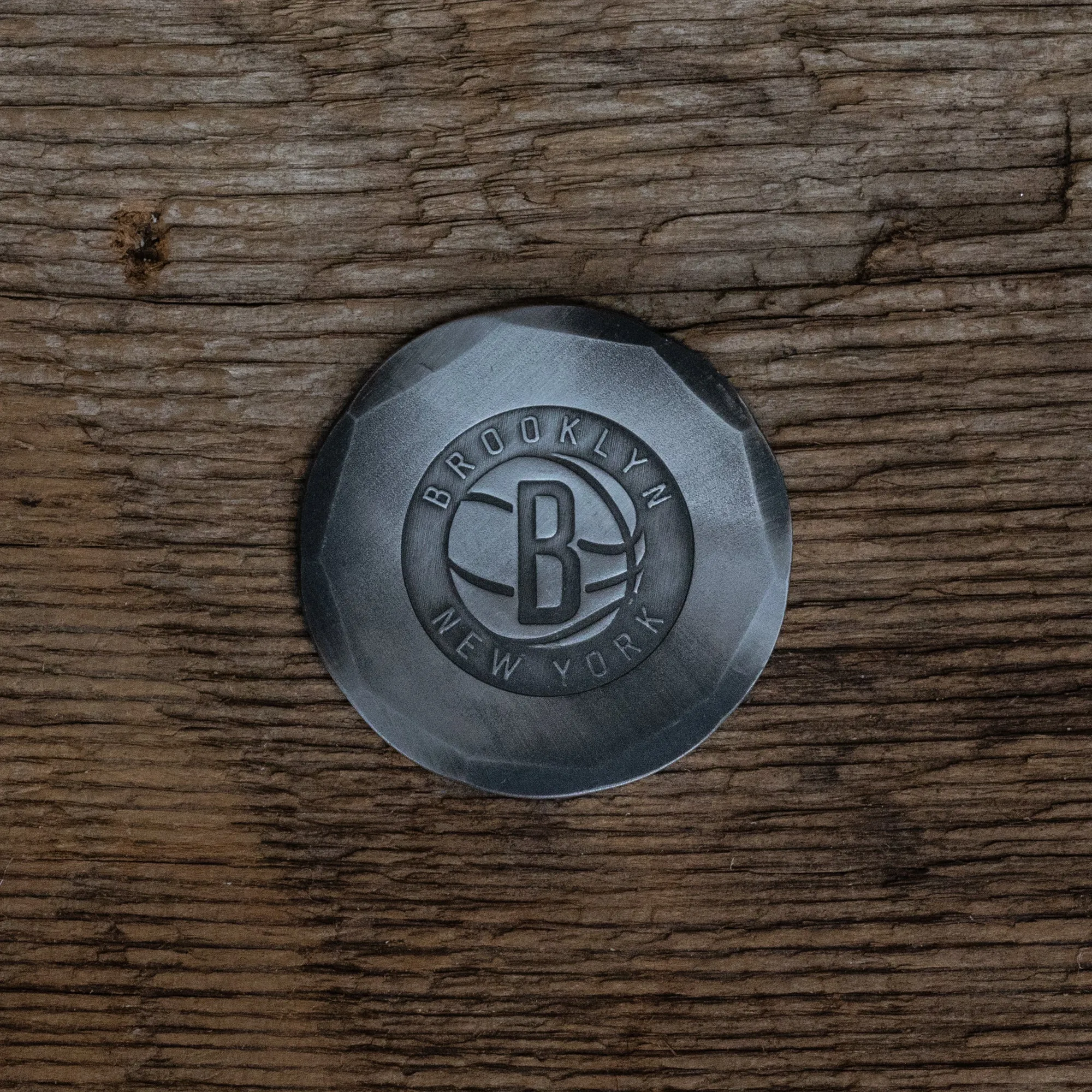 Hand Forged Brooklyn Nets Ball Mark - Steel