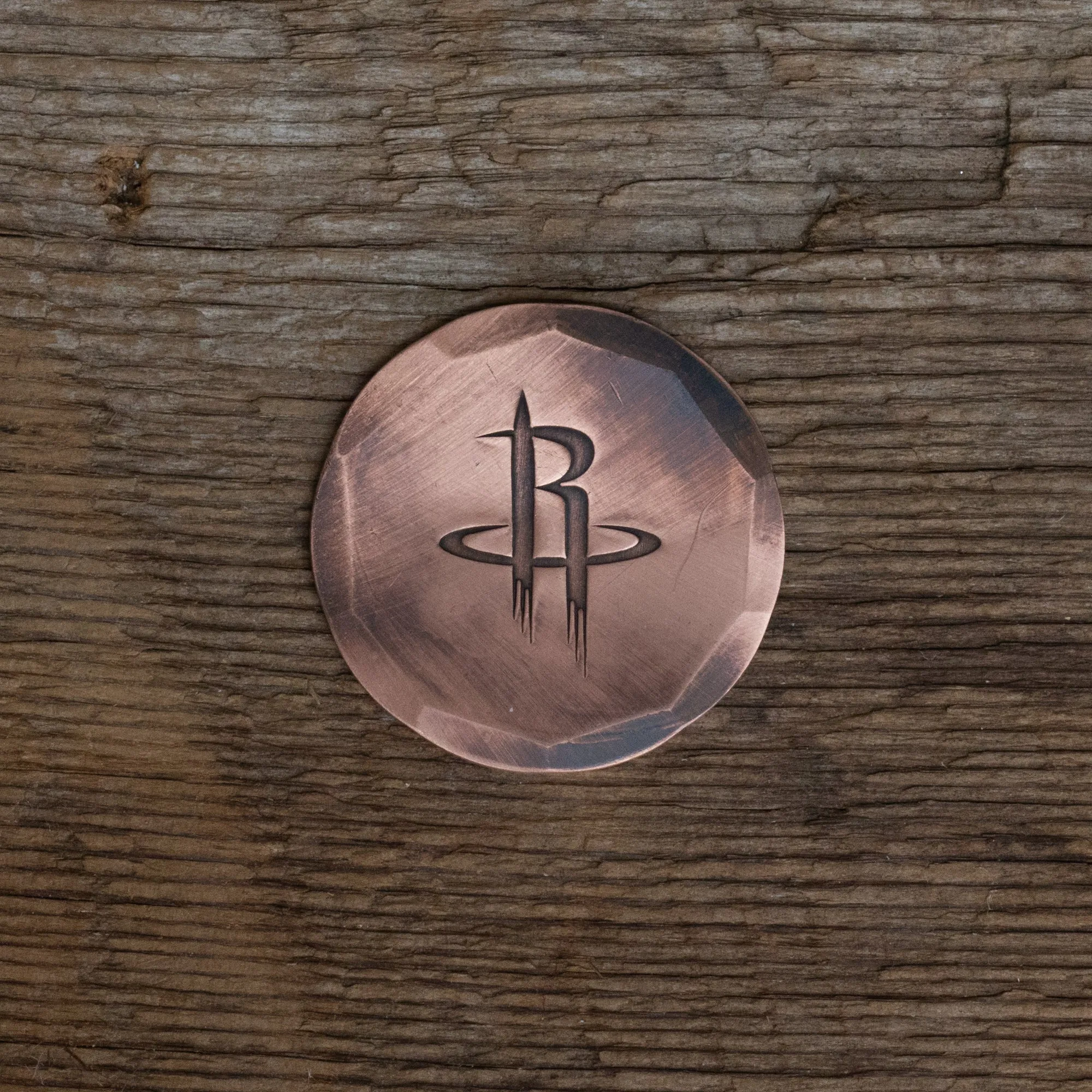 Hand Forged Houston Rockets Ball Mark - Copper