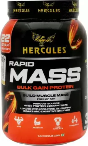 HERCULES Rapid Mass Weight Gainers/Mass Gainers  (1.5 kg, Kesar Pista)