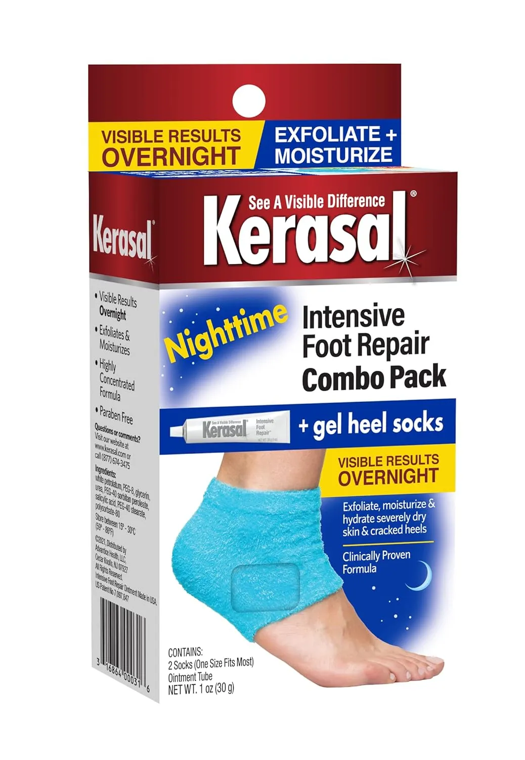 Kerasal Intensive Foot Repair, Skin Healing Ointment for Cracked Heels and Dry Feet, 1 Oz