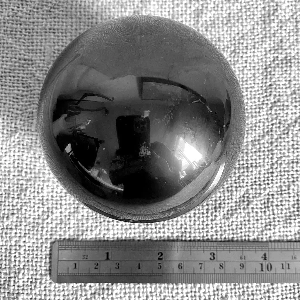 Large Genuine Black Shungite Sphere 75mm in Carved Selenite Bowl