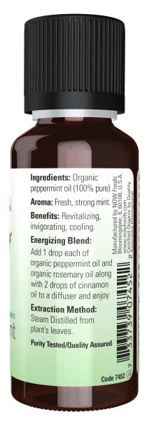 Now Essential Oil Peppermint Organic 1oz