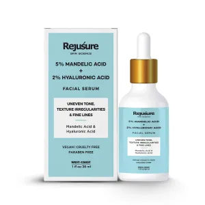 Rejusure Mandelic Acid 5%   Hyaluronic Acid 2% Face Serum for Uneven Tone, Texture Irregularities & Fine Line – 30 ml