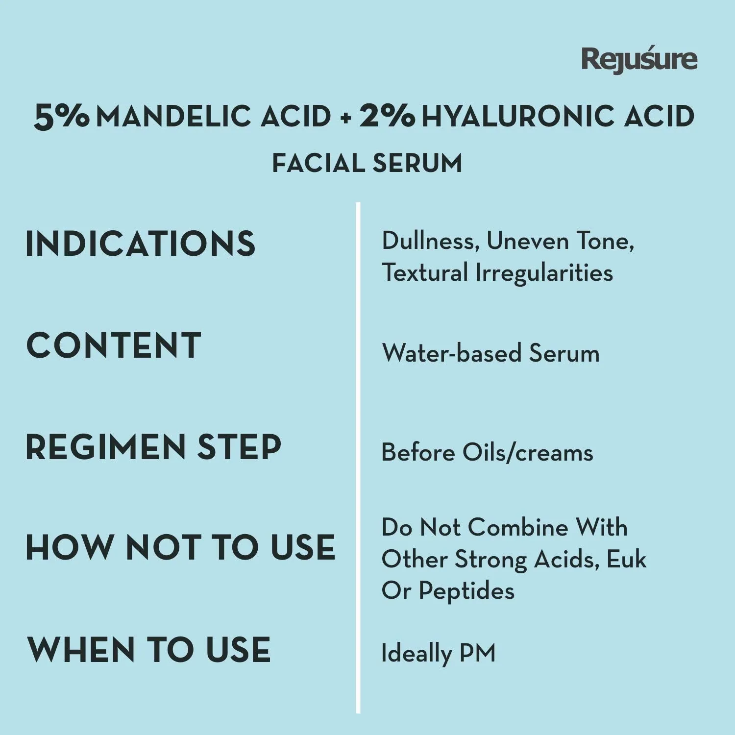 Rejusure Mandelic Acid 5%   Hyaluronic Acid 2% Face Serum for Uneven Tone, Texture Irregularities & Fine Line – 30 ml