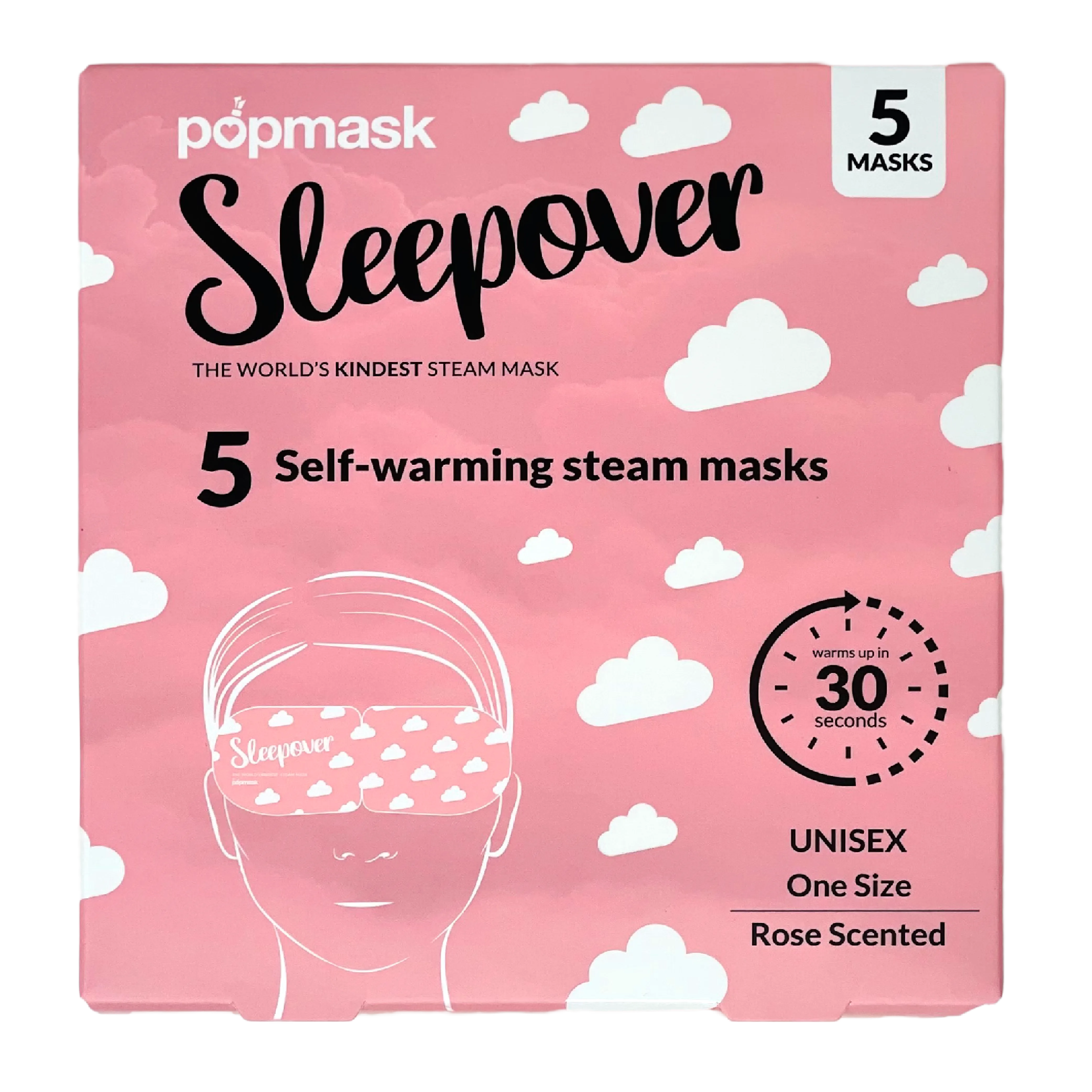 Sleepover Self-Heating Rose Scented Eye Masks - 3 Box Multipack - 15 Masks | Gentle Steam Vapor for Relaxation & Sleep