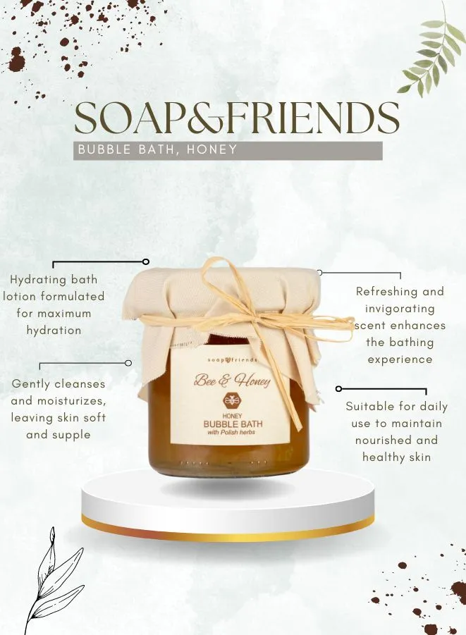 Soap&Friends Bee & Honey Moisturizing Bath Liquid - Hydrating Bath Lotion, 300 ml