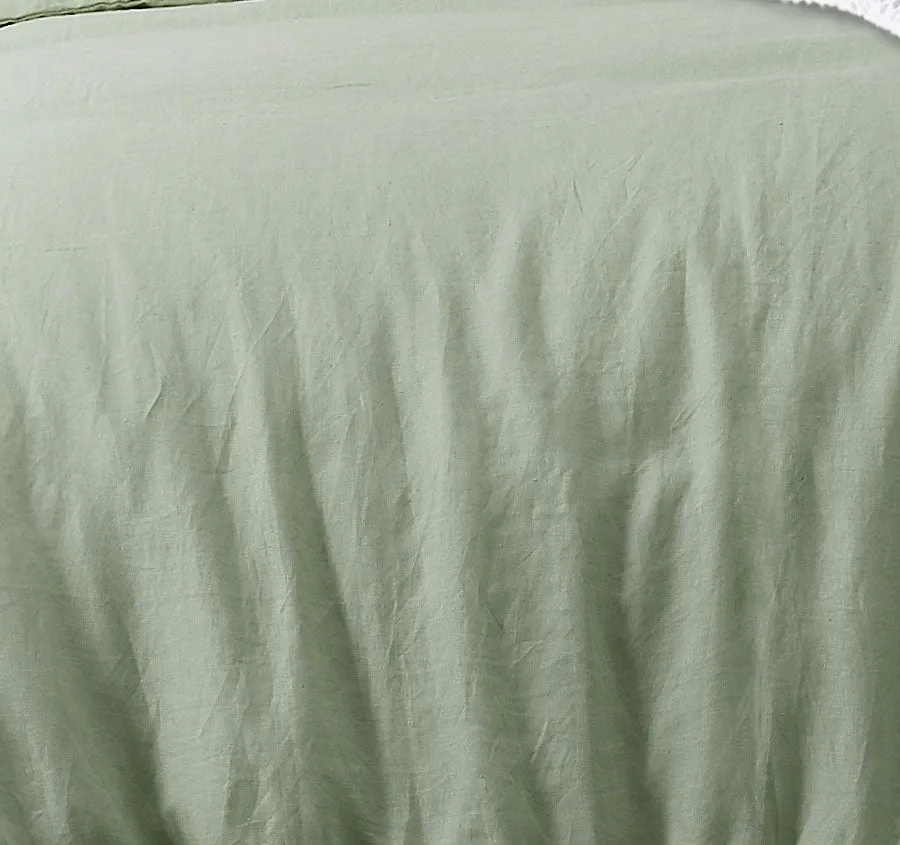 Stonewashed French Linen Quilt Cover Set Range Pistachio