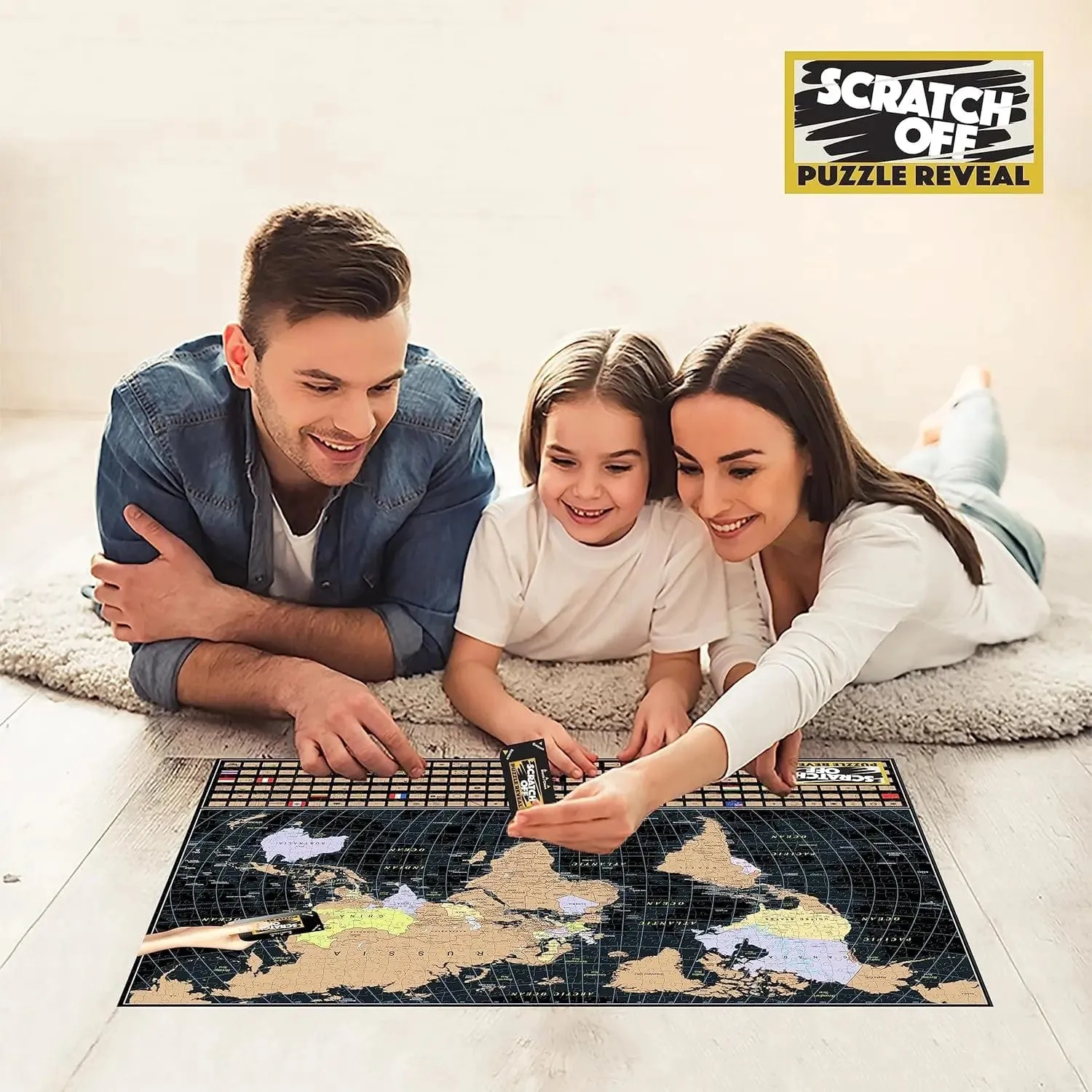 World Map Scratch Off Jigsaw Puzzle Assemble Reveal 1000 Pieces