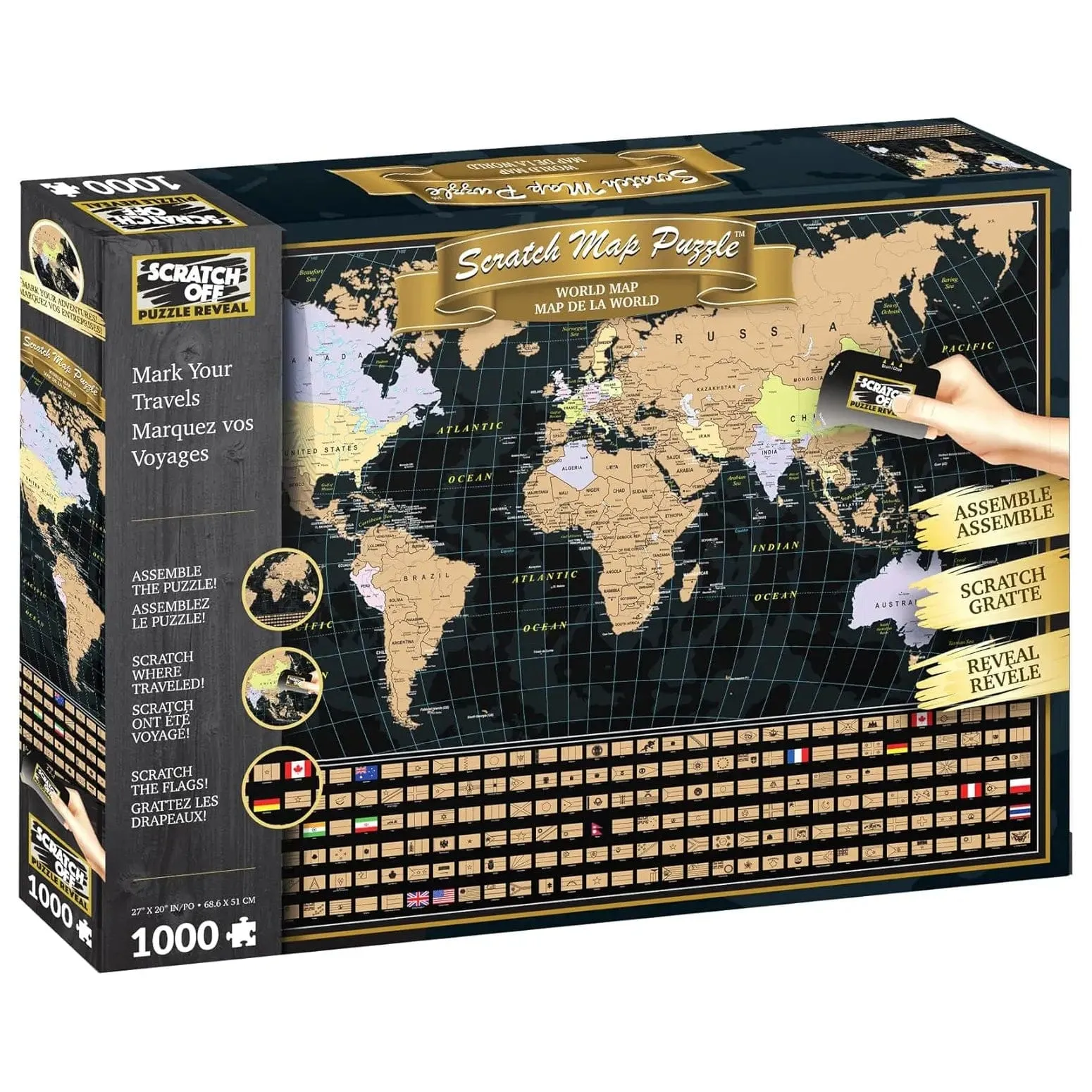 World Map Scratch Off Jigsaw Puzzle Assemble Reveal 1000 Pieces